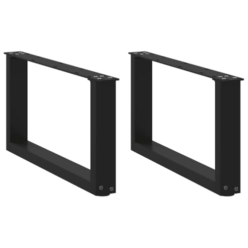 QUAHEAS Couchtischbeine U-Form 2 STK. Schwarz 60x30-31 cm, Pulverbeschichteter Stahl, Robuste Möbelbeine mit Verstellbaren Nivellierfüßen für Couchtische von QUAHEAS