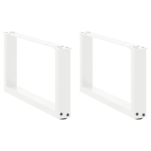 QUAHEAS Couchtischbeine U-Form 2 STK. Weiß, pulverbeschichteter Stahl, 60x30 cm, verstellbare Füße, Möbelbeine Modern, für DIY Projekte von QUAHEAS