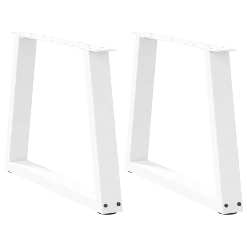 QUAHEAS Couchtischbeine V-Form, 2 Stück Weiß 50x(42-43,3) cm, pulverbeschichteter Stahl, Moderne Möbelbeine mit verstellbaren Nivellierern von QUAHEAS