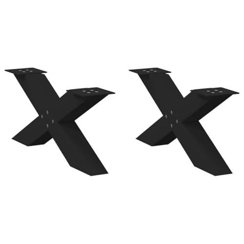 QUAHEAS Couchtischbeine X-Form, 2 STK. Schwarz, 70x30cm Stahl, verstellbare Nivellierfüße, robuste Möbelbeine für DIY-Tische von QUAHEAS