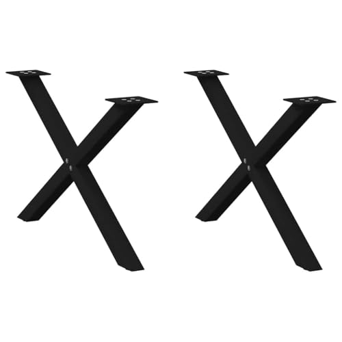 QUAHEAS Couchtischbeine X-Form, 2er Set Schwarz, 70x(42-43) cm, robuster pulverbeschichteter Stahl, verstellbare Füße für stabile Möbel von QUAHEAS
