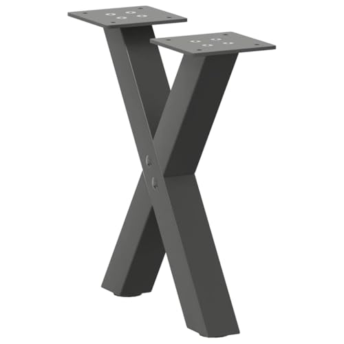 QUAHEAS Couchtischbeine X-Form, 2er-Set aus pulverbeschichtetem Stahl, anthrazit, 37x(30-31) cm, stabile Metallbeine für Möbel, verstellbare Füße, modernes Design von QUAHEAS
