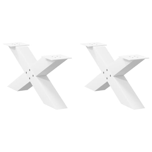 QUAHEAS Couchtischbeine X-Form 2 STK. Weiß, 70x(30-31) cm, Pulverbeschichteter Stahl, Robuste Tischfüße, Verstellbare Nivellierfüße, Möbelbeine Modern von QUAHEAS