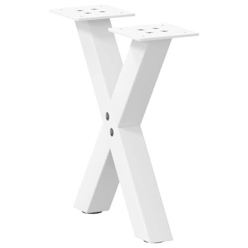 QUAHEAS Couchtischbeine X-Form 2 STK. Weiß 37x(30-31) cm, pulverbeschichteter Stahl, verstellbare Nivellierfüße, robuste Möbelbeine für Couchtisch und Schreibtisch, modern von QUAHEAS
