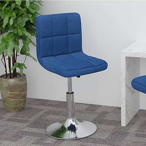 QUAHEAS Drehbarer Barhocker Blau Stoff, Höhenverstellbarer Counter Barstuhl mit Rückenlehne, Moderner Drehstuhl für Küche und Esszimmer, Bequemer Frühstücks Barhocker von QUAHEAS