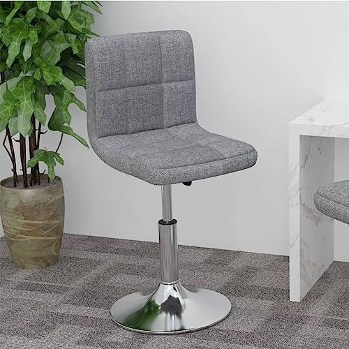 QUAHEAS Drehbarer Barhocker Hellgrau Stoff, Höhenverstellbarer Küchenstuhl mit Rückenlehne, Moderner Counter Stool für Esszimmer und Frühstückstheke, Robustes Möbelstück von QUAHEAS