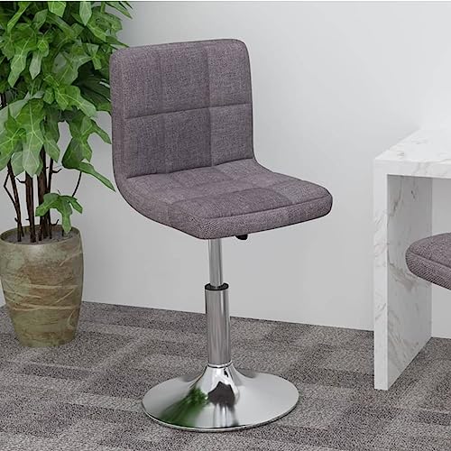 QUAHEAS Drehbarer Barhocker aus taupefarbenem Stoff, höhenverstellbar mit verchromtem Stahlfuß, 360° drehbarer Küchenstuhl für Frühstückstheken und Esszimmer von QUAHEAS