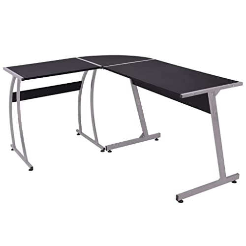 QUAHEAS Eckschreibtisch L-förmig Schwarz, Robuster Computertisch für Büro und Zuhause, Ergonomischer Arbeitstisch mit Metallrahmen für Computer, Laptop QUAHEAS Eckschreibtisch L-förmig Schwarz, Robuster Computertisch für Büro und Zuhause, Ergonomischer Arbeitstisch mit Metallrahmen für Computer, Laptop von QUAHEAS