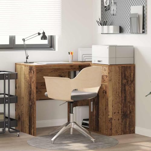 QUAHEAS Eckschreibtisch aus Holzwerkstoff, rustikal, 102x88x75 cm, mit Schublade & Schrank, ideal für Home Office, robust & vielseitig von QUAHEAS