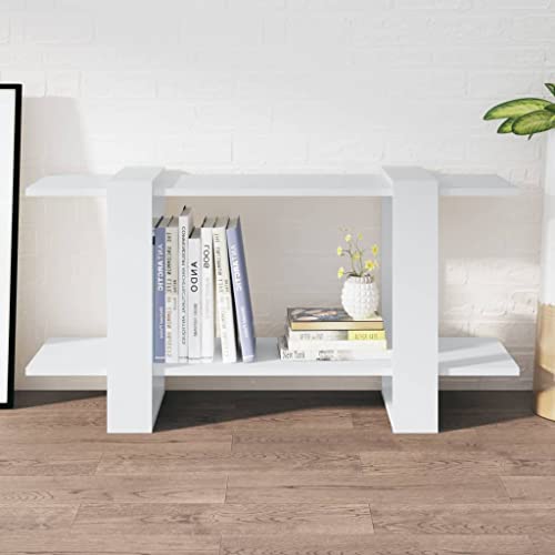 QUAHEAS Elegantes weißes Bücherregal aus robustem Holzwerkstoff, 100x30x51 cm (BxTxH), stabiles Regal für Bücher, Zeitschriften und Medien, praktischer Organizer für Wohnzimmer von QUAHEAS