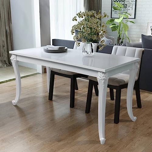 QUAHEAS Esstisch 116x66x76 cm, Rechteckig, Hochglanz Weiß, Moderner Küchentisch für Esszimmer, Langlebige MDF-Platte mit stabilen Beinen, Einfache Montage QUAHEAS Esstisch 116x66x76 cm, Rechteckig, Hochglanz Weiß, Moderner Küchentisch für Esszimmer, Langlebige MDF-Platte mit stabilen Beinen, Einfache Montage von QUAHEAS