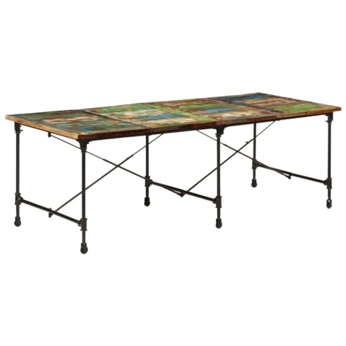 QUAHEAS Esstisch 220x90x77 cm Massivholz Altholz Metallgestell, Industrie-Stil Tisch für Esszimmer Küche, moderner Frühstückstisch, langlebig und pflegeleicht Unikat Design QUAHEAS Esstisch 220x90x77 cm Massivholz Altholz Metallgestell, Industrie-Stil Tisch für Esszimmer Küche, moderner Frühstückstisch, langlebig und pflegeleicht Unikat Design von QUAHEAS