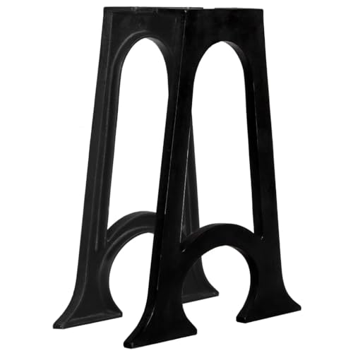 QUAHEAS Esstisch-Beine 2 STK. Schwarz, Gusseisen A-Gestell mit Gewölbtem Fuß, 61x72 cm Metall-Tischbeine für Esstisch, Schreibtisch & Bank Möbel von QUAHEAS