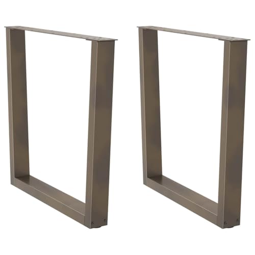 QUAHEAS Esstisch Beine V-Form 2er-Set, Naturstahl, 90x(72-73,3) cm, Pulverbeschichteter Stahl, Verstellbare Nivellierfüße für Schreibtisch Möbel von QUAHEAS
