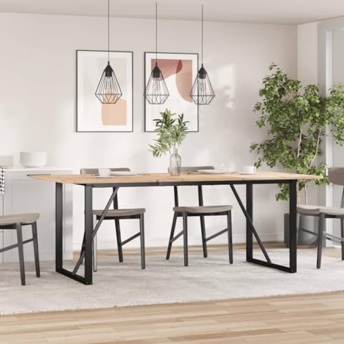 QUAHEAS Esstisch-Gestell in O-Form, 160x80x73 cm, pulverbeschichteter Stahl, robuste Tischbeine, Schwarze Metall-Beine für DIY Möbel, stabile Tisch-Basis von QUAHEAS