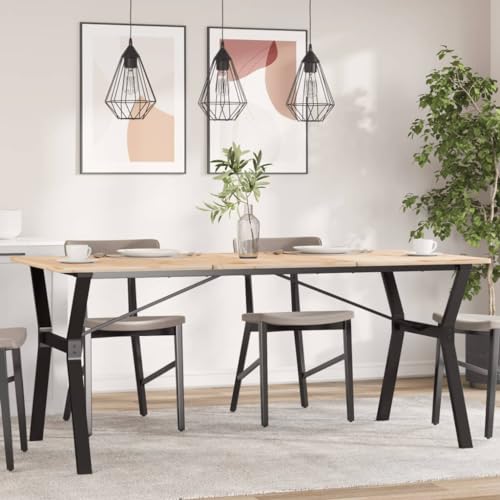 QUAHEAS Esstisch-Gestell in Y-Form, 160x80x73 cm, pulverbeschichteter Stahl, Schwarze Metallfüße für DIY Tischplatte, Robustes Möbelgestell von QUAHEAS