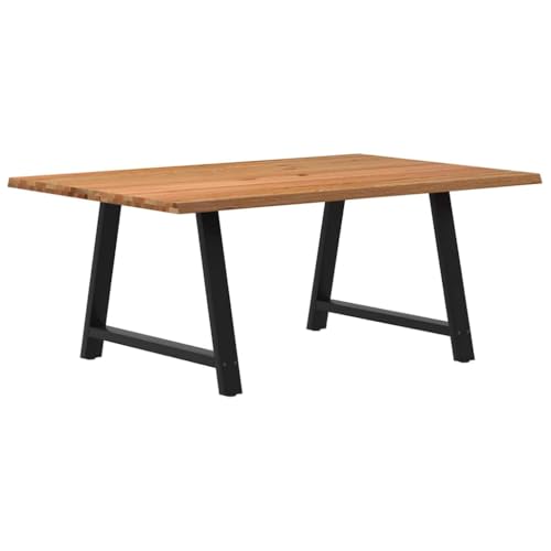QUAHEAS Esstisch Massivholz Eiche 180x120x74 cm, Natur Baumkanten Design, Hellbraun lackiert, stabile Schwarze Stahlbeine, ideal für Esszimmer, Küche, Wohnzimmer QUAHEAS Esstisch Massivholz Eiche 180x120x74 cm, Natur Baumkanten Design, Hellbraun lackiert, stabile Schwarze Stahlbeine, ideal für Esszimmer, Küche, Wohnzimmer von QUAHEAS
