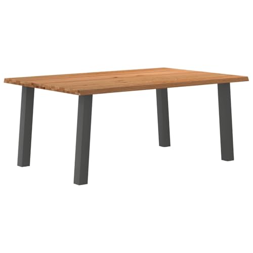 QUAHEAS Esstisch Massivholz Eiche 180x120x74 cm, Rechteckige Tischplatte mit Naturkante, Heller Lack, Robuster Esszimmer Tisch für Zuhause, Langlebiges Holz Design QUAHEAS Esstisch Massivholz Eiche 180x120x74 cm, Rechteckige Tischplatte mit Naturkante, Heller Lack, Robuster Esszimmer Tisch für Zuhause, Langlebiges Holz Design von QUAHEAS