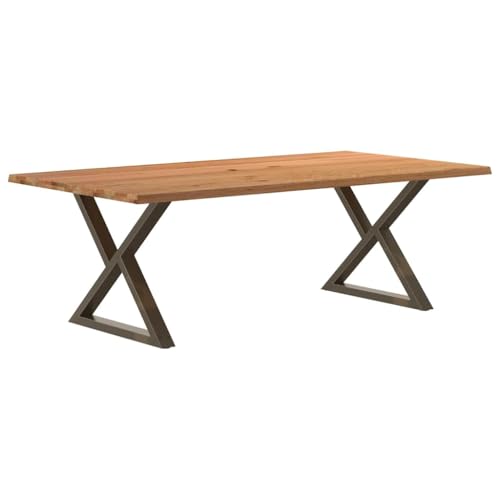 QUAHEAS Esstisch Massivholz Eiche 220x120x74 cm mit Natur Baumkanten, hell lackiert, fein geschliffen, modern, robust & langlebig für Esszimmer Küche Wohnzimmer, Familien Mahlzeiten & Frühstück von QUAHEAS
