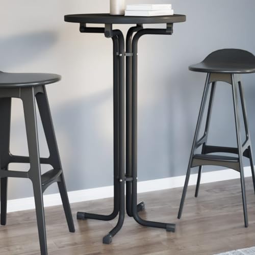 QUAHEAS Esstisch Schwarz Ø60x110 cm, Holzwerkstoff, pulverbeschichteter Stahl, klappbarer runder Tisch für Esszimmer, Küche, modernes Frühstück, platzsparend, langlebig, stabil QUAHEAS Esstisch Schwarz Ø60x110 cm, Holzwerkstoff, pulverbeschichteter Stahl, klappbarer runder Tisch für Esszimmer, Küche, modernes Frühstück, platzsparend, langlebig, stabil von QUAHEAS