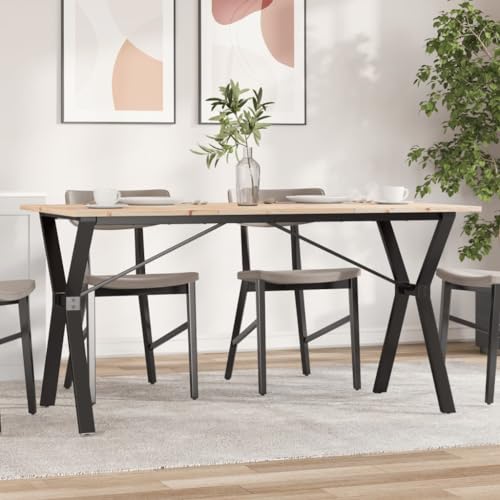 QUAHEAS Esstisch Y-Gestell, 160x80x75 cm, Massivholz Kiefer Natur und robuster Stahlrahmen, Moderner Küchentisch für Familien-Esszimmer, Langlebig und Stabil von QUAHEAS