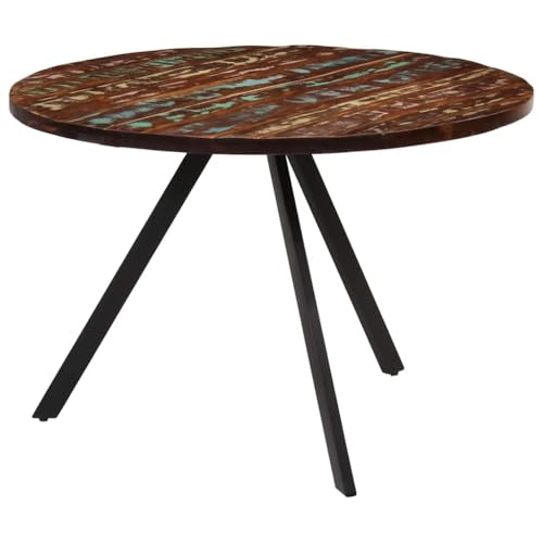 QUAHEAS Esstisch rund 110x75 cm, Recyceltes Altholz Massivholz mit pulverbeschichtetem Eisengestell, Esszimmertisch für Küche & Esszimmer, nachhaltiger Tisch im modernen Landhausstil QUAHEAS Esstisch rund 110x75 cm, Recyceltes Altholz Massivholz mit pulverbeschichtetem Eisengestell, Esszimmertisch für Küche & Esszimmer, nachhaltiger Tisch im modernen Landhausstil von QUAHEAS
