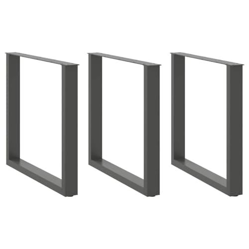 QUAHEAS Esstischbeine U-Form, 3 STK. Anthrazit, 80x(72-73) cm, robuster pulverbeschichteter Stahl, verstellbare Nivellierfüße für Tische, Schreibtische und Bänke, modernes Möbel-Set von QUAHEAS