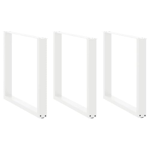QUAHEAS Esstischbeine U-Form, 3 STK. Weiß, 80x(72-73) cm, robuster pulverbeschichteter Stahl, verstellbare Füße, Möbel, Metall Tischbeine von QUAHEAS