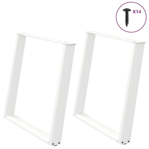 QUAHEAS Esstischbeine U-Form 2 STK. Weiß 90x(72-73) cm, Pulverbeschichteter Stahl für Esszimmertische, Höhenverstellbar, Robuste Metall Tischbeine von QUAHEAS
