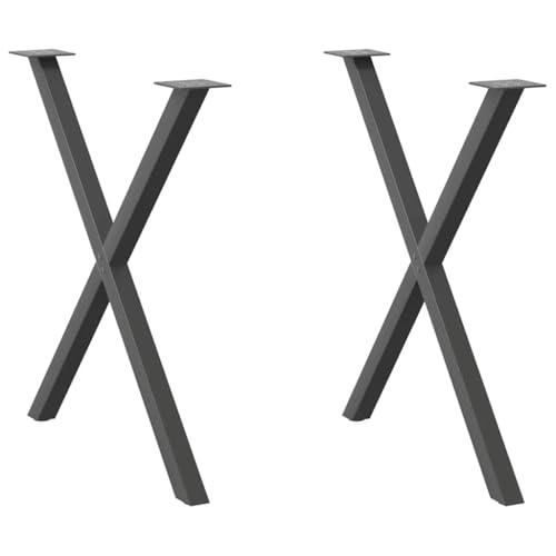 QUAHEAS Esstischbeine X-Form, 2 STK. Anthrazit 70x(72-73) cm, robuster Stahl mit verstellbaren Füßen für Esstische, Schreibtische, Moderne Möbel von QUAHEAS