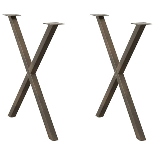 QUAHEAS Esstischbeine X-Form 2 STK. Naturstahl, 80x(72-73) cm Metall Tischbeine, Verstellbare Füße für Esstisch & Schreibtisch, Möbelbeine von QUAHEAS