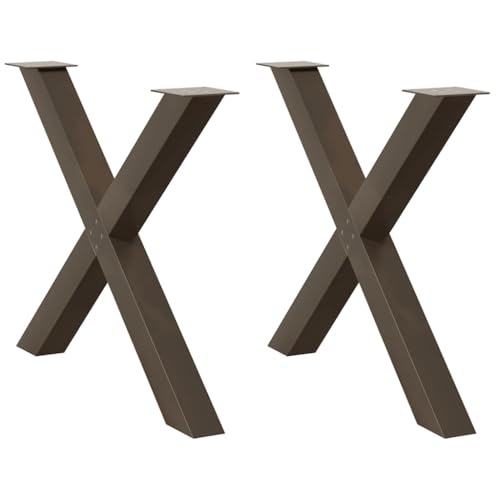 QUAHEAS Esstischbeine X-Form 2 STK. Naturstahl 90x(72-73) cm, Pulverbeschichtetes Metall Tischbeine mit Verstellbaren Nivellierfüßen, Möbelbeine für Esstisch Schreibtisch von QUAHEAS