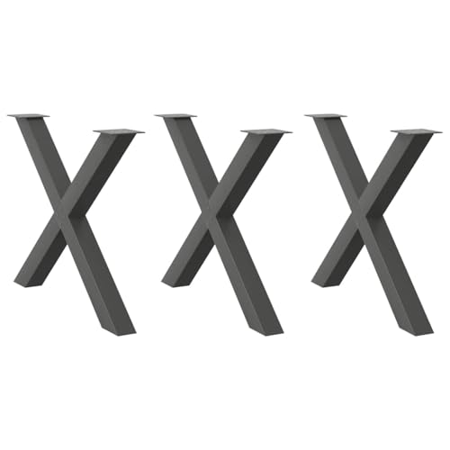 QUAHEAS Esstischbeine X-Form 3 STK. Anthrazit 90x(72-73) cm, Pulverbeschichteter Stahl, Robuste Metall Tischbeine für Esszimmertische von QUAHEAS