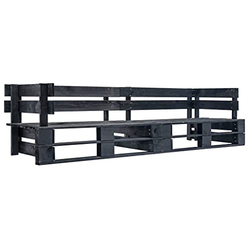 QUAHEAS Garten-Palettensofa 2-Sitzer Schwarz aus imprägniertem Kiefernholz, robuste Outdoor Sitzbank Möbel für Terrasse, Garten und den Außenbereich als Bequeme Sitzgelegenheit. von QUAHEAS