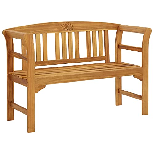 QUAHEAS Gartenbank 114 cm Massivholz Akazie, Robuste Sitzbank für Garten, Terrasse, Balkon, Komfortable Outdoor-Möbel mit Gravur von QUAHEAS