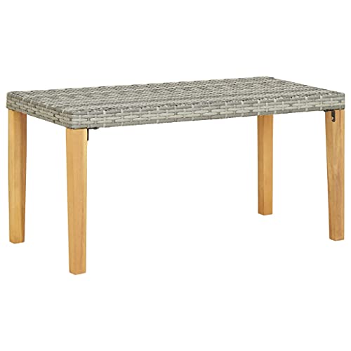 QUAHEAS Gartenbank 120 cm Grau Poly Rattan & Massivholz Akazie, wetterfeste Outdoor Möbel für Terrasse, Garten & Außenbereich. Langlebige, strapazierfähige Bänke für entspannte Stunden im Freien. von QUAHEAS