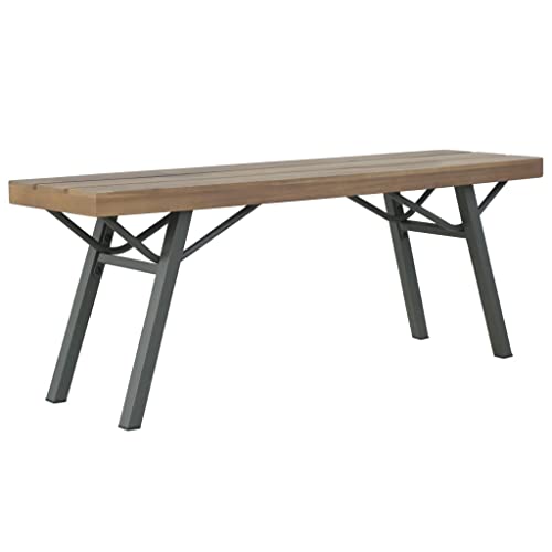 QUAHEAS Gartenbank 120 cm Massivholz Akazie, ölbehandelte Outdoor Sitzbank für Garten, Terrasse & Außenbereich, Robustes, wetterfestes Möbelstück mit stabilem Stahlgestell, Zeitloses Design. von QUAHEAS