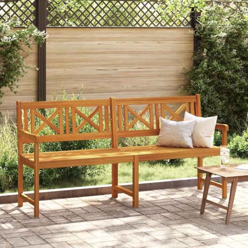 QUAHEAS Gartenbank 180x56x90 cm, 3-Sitzer Outdoor-Bank aus massivem Akazienholz geölt, langlebige Terrassenmöbel für Garten, Balkon & Außenbereich, komfortable Sitzgelegenheit von QUAHEAS