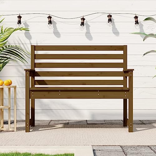 QUAHEAS Gartenbank Honigbraun 109x48x91,5 cm, Massivholz Kiefer, Klassische Outdoor Sitzbank mit Rückenlehne & Armlehnen für Garten, Terrasse, Balkon & gemütliche Outdoor-Möbel QUAHEAS Gartenbank Honigbraun 109x48x91,5 cm, Massivholz Kiefer, Klassische Outdoor Sitzbank mit Rückenlehne & Armlehnen für Garten, Terrasse, Balkon & gemütliche Outdoor-Möbel von QUAHEAS