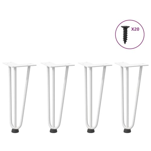 QUAHEAS Haarnadelbeine für Couchtisch 4 STK. Weiß 30 cm, massiver pulverbeschichteter Stahl, verstellbare Nivellierfüße, modernes Design, Möbelbeine von QUAHEAS