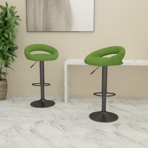 QUAHEAS Hellgrüne Samt Barhocker 2er Set, Höhenverstellbare Drehstühle mit Fußstütze für Küche, Esszimmer & Theke, Modernes Design Möbelstück von QUAHEAS
