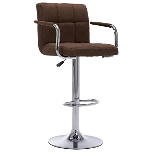 QUAHEAS Höhenverstellbarer Barhocker Braun Stoff mit Rückenlehne, um 360° drehbarer Barstuhl für Küchentheke, Esszimmer, Frühstückstheke – Modernes Design, stabil & langlebig von QUAHEAS