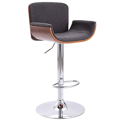 QUAHEAS Höhenverstellbarer Barhocker Grau Stoffbezug, Moderner Drehbarer Küchen Tresenhocker mit Rückenlehne, Bequemer Barstuhl für Frühstückstheke & Esszimmer von QUAHEAS