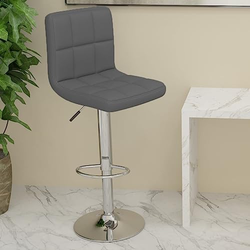 QUAHEAS Höhenverstellbarer Barhocker Grau aus Kunstleder, 360° Drehbarer Barstuhl mit Fußstütze, Moderner Küchentresen Hocker für Esszimmer & Frühstückstheke von QUAHEAS
