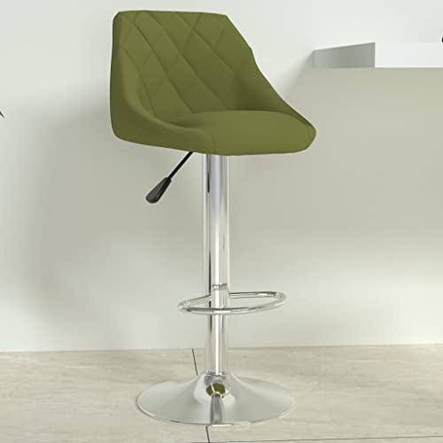 QUAHEAS Höhenverstellbarer Barhocker Hellgrün Samt mit Rückenlehne, Drehbarer Küchen-Thekenstuhl mit Fußstütze, Modernes Esszimmer-Sitzmöbel für Frühstück und Bar von QUAHEAS