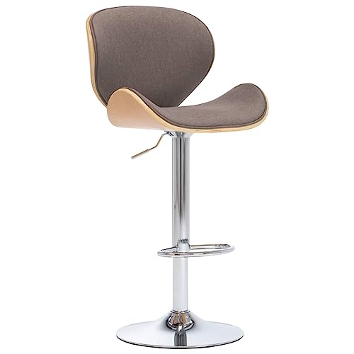 QUAHEAS Höhenverstellbarer Barhocker Taupe Stoff, Ergonomischer Küchen Thekenstuhl mit Fußstütze, Moderner Esszimmer Barstuhl für Frühstückstheke & Wohnzimmer von QUAHEAS