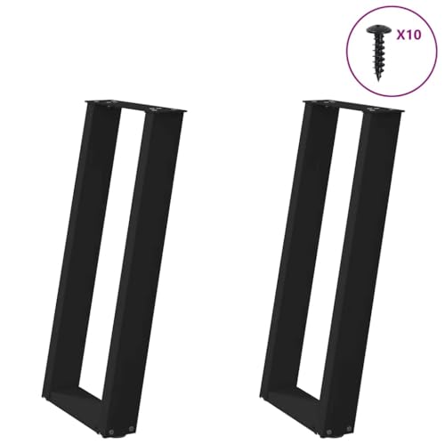 QUAHEAS Konsolentischbeine U-Form, 2 STK. Schwarz 28x72-73 cm, pulverbeschichteter Stahl für Konsolentische, verstellbare Nivellierfüße, robuste Möbelbeine von QUAHEAS