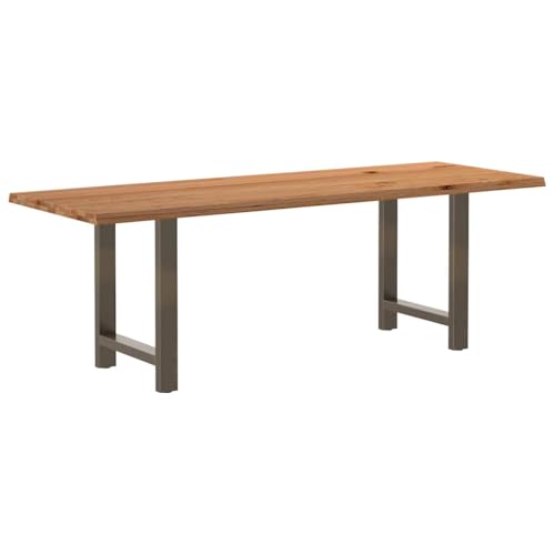 QUAHEAS Massiver Esstisch Eiche 220x80x74 cm, Natur Baumkanten, H-förmige pulverbeschichtete Stahlbeine, Moderner Küchentisch für Esszimmer, Frühstück & Abendessen, Robuster Holztisch QUAHEAS Massiver Esstisch Eiche 220x80x74 cm, Natur Baumkanten, H-förmige pulverbeschichtete Stahlbeine, Moderner Küchentisch für Esszimmer, Frühstück & Abendessen, Robuster Holztisch von QUAHEAS