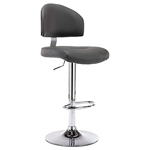 QUAHEAS Moderner Barhocker Grau Kunstleder, Ergonomischer Drehbarer Küchen-Stuhl mit Verchromtem Stahlgestell, Höhenverstellbarer Counter Stool für Esszimmer & Frühstückstheke QUAHEAS Moderner Barhocker Grau Kunstleder, Ergonomischer Drehbarer Küchen-Stuhl mit Verchromtem Stahlgestell, Höhenverstellbarer Counter Stool für Esszimmer & Frühstückstheke von QUAHEAS