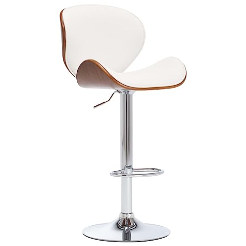 QUAHEAS Moderner Barhocker Weiß Kunstleder, Höhenverstellbarer Küchen Barstuhl mit Fußstütze, Ergonomisches Design für Theke & Esszimmer von QUAHEAS